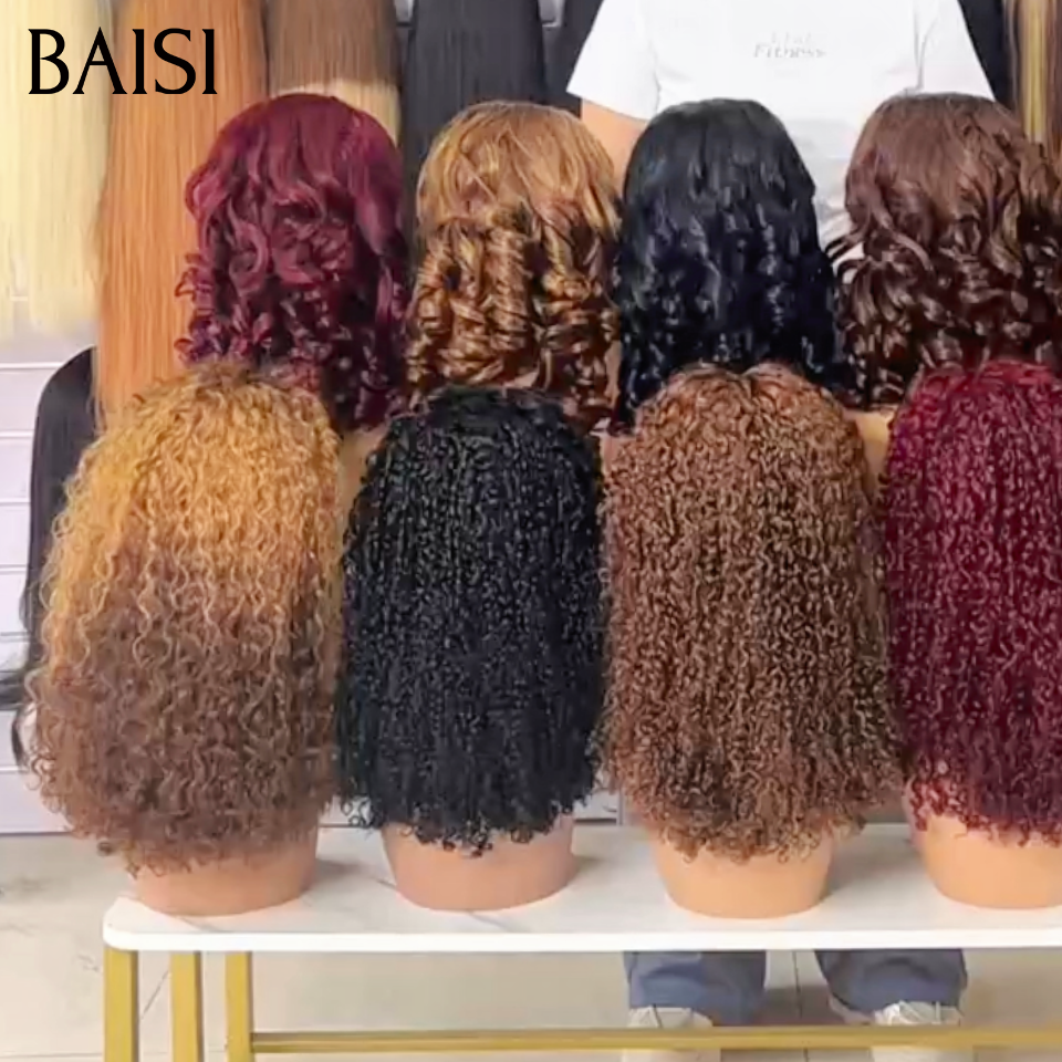 BAISI 13x4 Lace Lot de 10 Perruques Curly et Egg Wave Bien Fournie 250% Densité Toutes les 5 Couleurs Disponibles Qualité au Rendez-Vous en 100% Cheveux humains