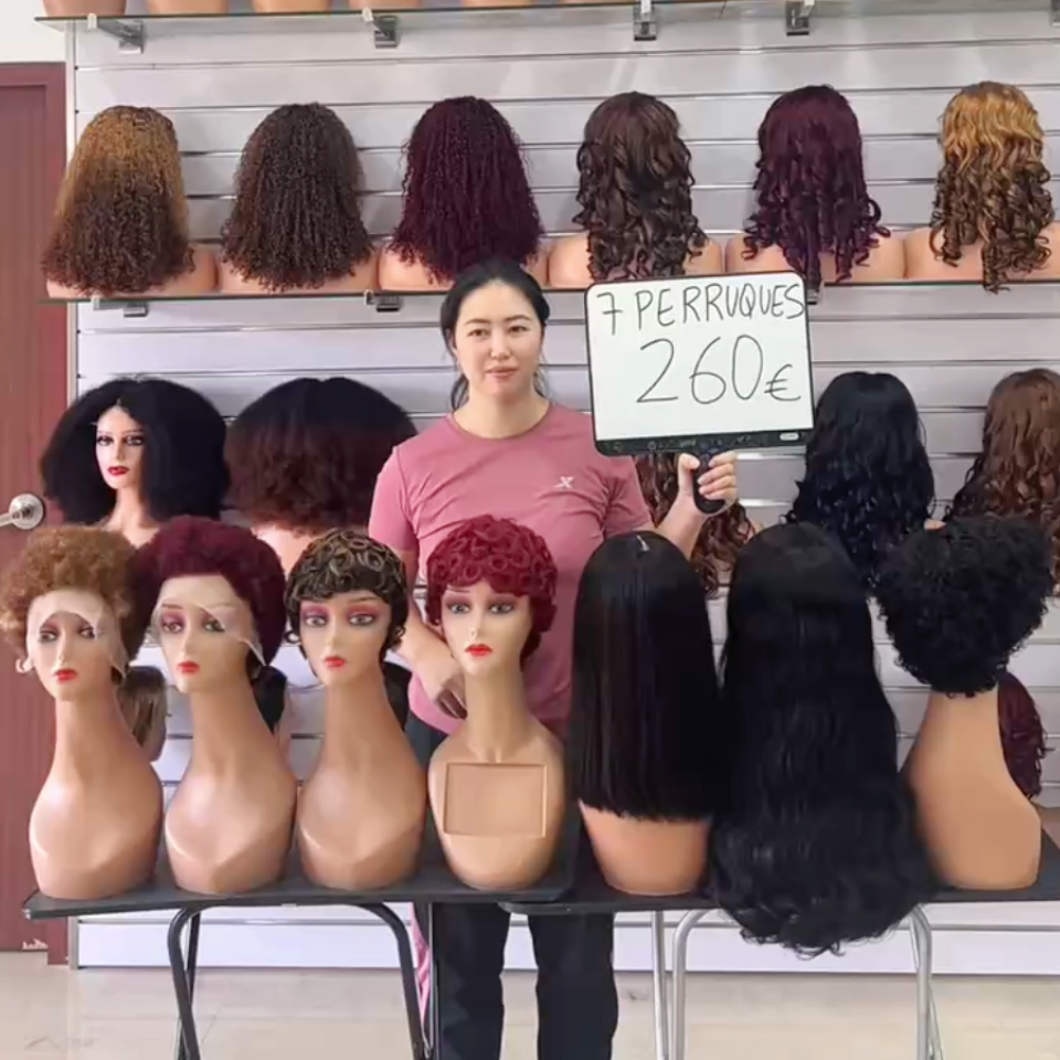 BAISI Lot de 7 Perruques 260€ Modèles Mélangées de Très Bonne Qualité pour Révendre 100% Identique Qualité Garantie = Business Réussi en 100% Cheveux humains