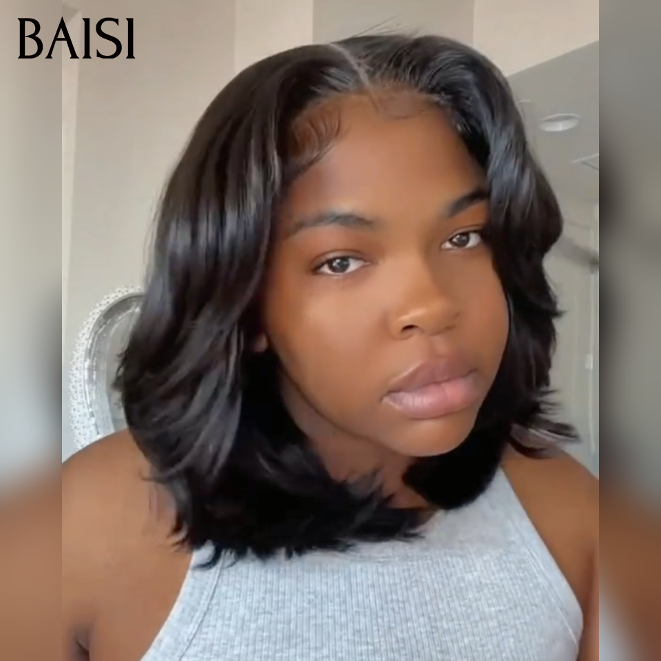 BAISI 13x4 Lace Perruque BOB Dégradée Loose 10 pouces 89€ Couleur NOIR Trop Top Bonne densité 250% en 100% vrais cheveux humains