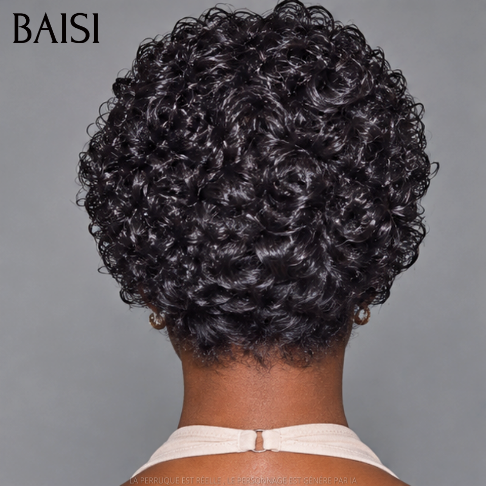 BAISI 13x4 Lace Frontale Lot De 2 Perruques Courte 1 Pixie Curly 69€ et 1 Bob Carré Lisse 78€ Seulement Promotion Inédite en 100% Cheveux Humains