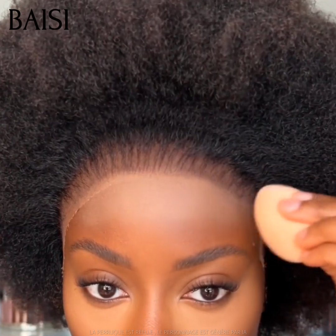BAISI 13x4 Lace Perruque Pixie Afro Noir 10Pouces 92€ Super Doux Pas Chèr en 100% Cheveux humains