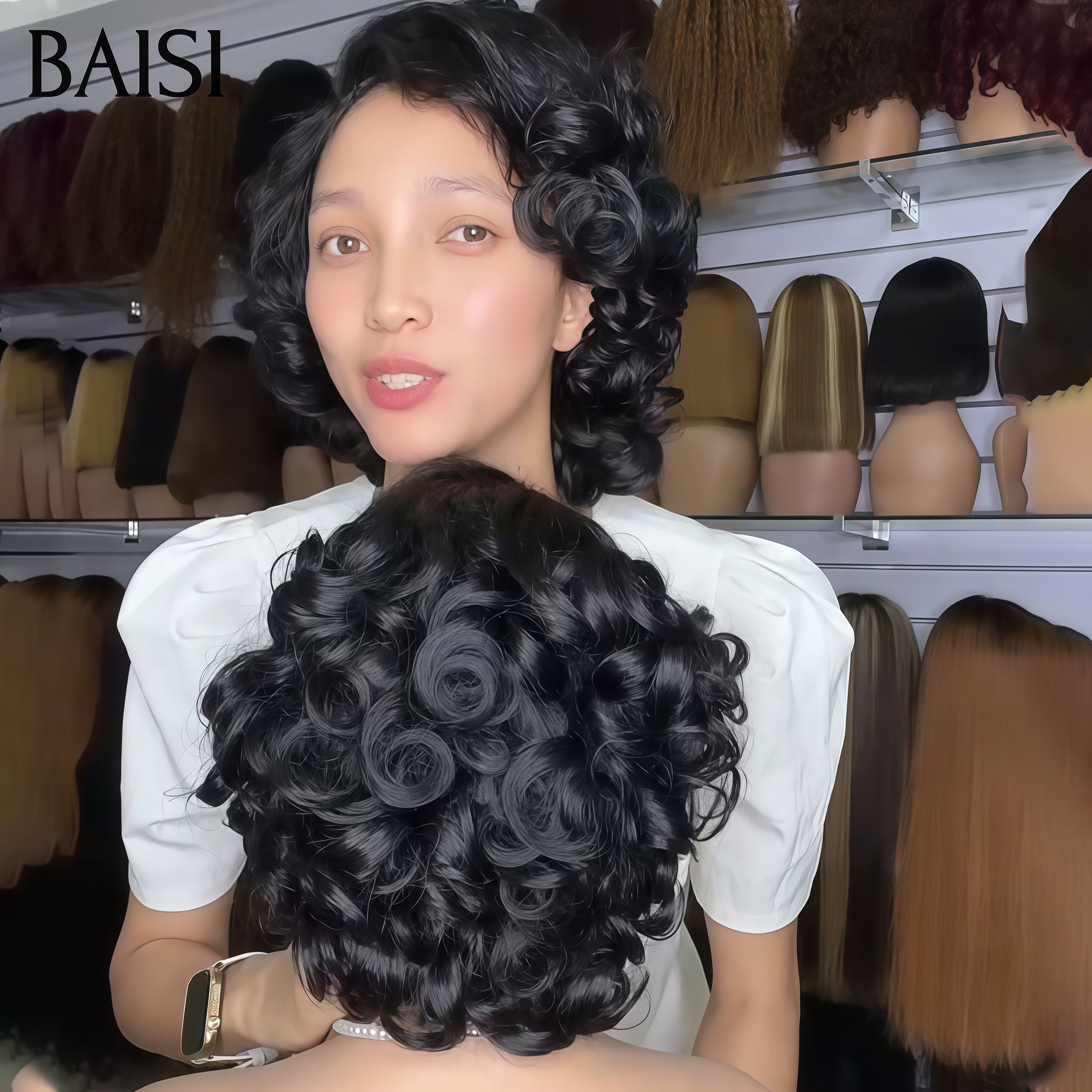 BAISI 13x4 Lace ou 5x5 Lace Pixie Ondulée Couleur noir 10pouces 75€ ou 12pouces 95€ Très bonne Qualité en 100% Cheveux Humains 
