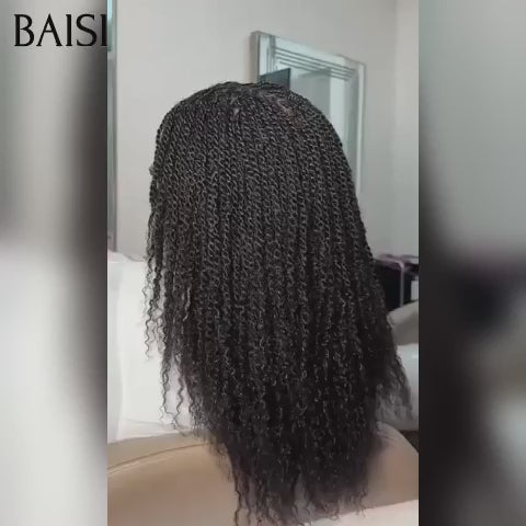 BAISI Perruque Full Lace avec Petite natte NOIR 159€ avec tresses 100% cheveux humains FR38
