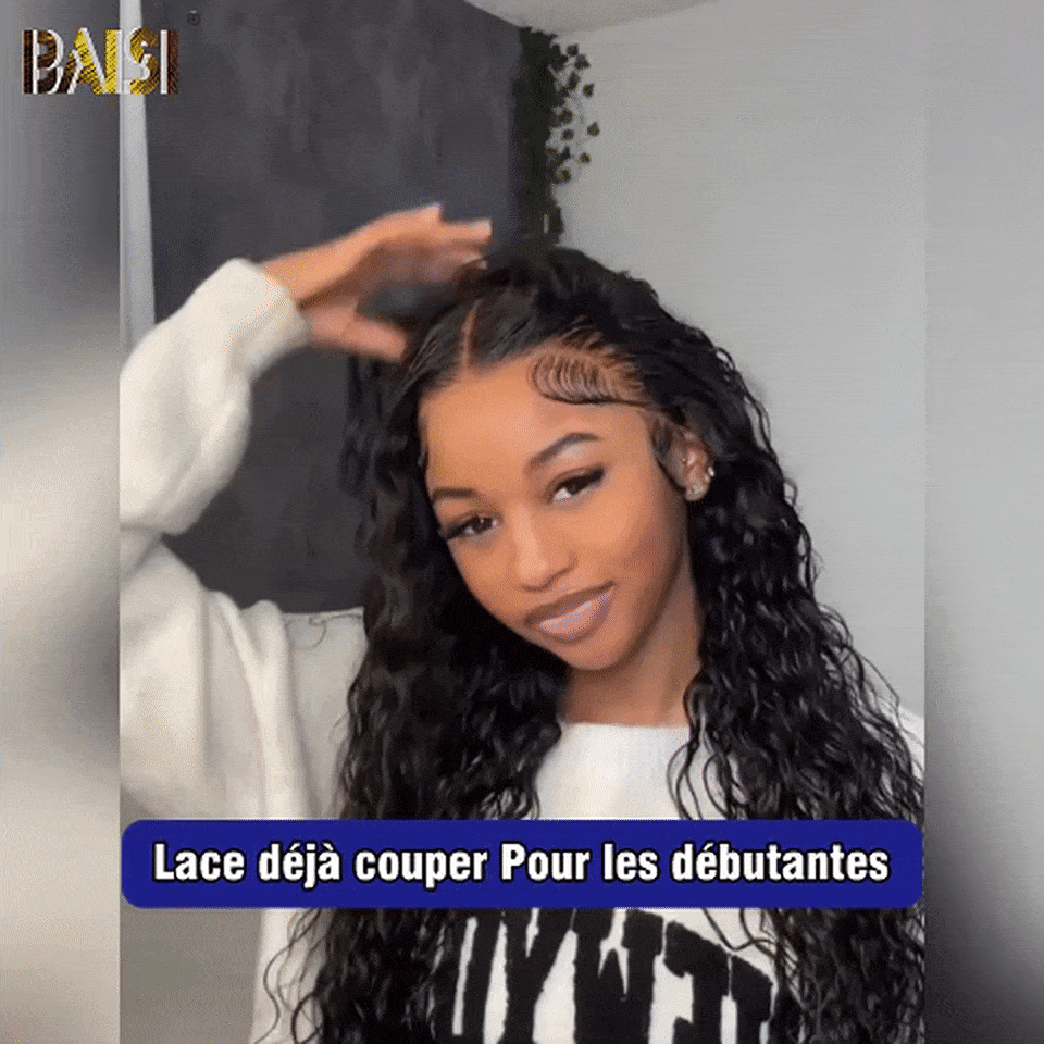BAISI 13x6 Frontal Curly Wig 24 Inch Pre-Plucked No Glue Needed in 100% Raw Hair Lace Already Cut B