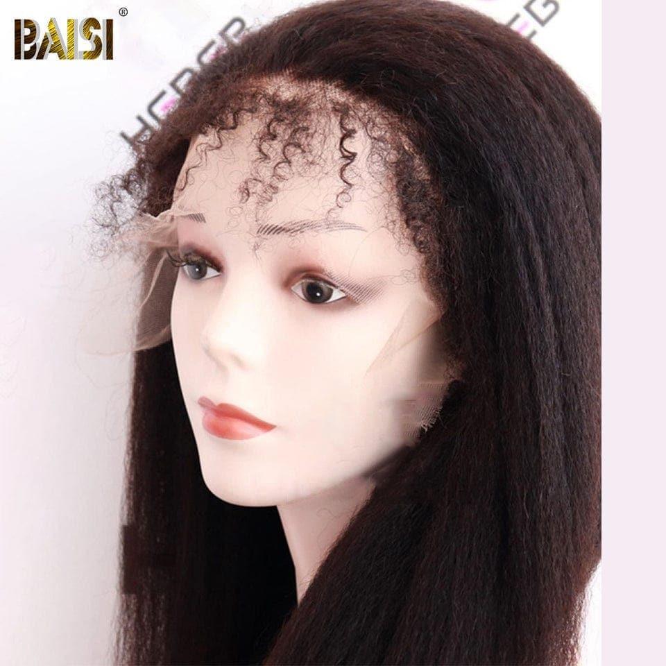 BAISI Acquista almeno 2 parrucche al prezzo di fabbrica fornitore 13X4 HD lace frontal parrucca kinky liscia di alta qualità con Baby Hair naturale in 100% capelli umani veri acquista 2 pezzi e approfitta del prezzo basso (non serve codice)
