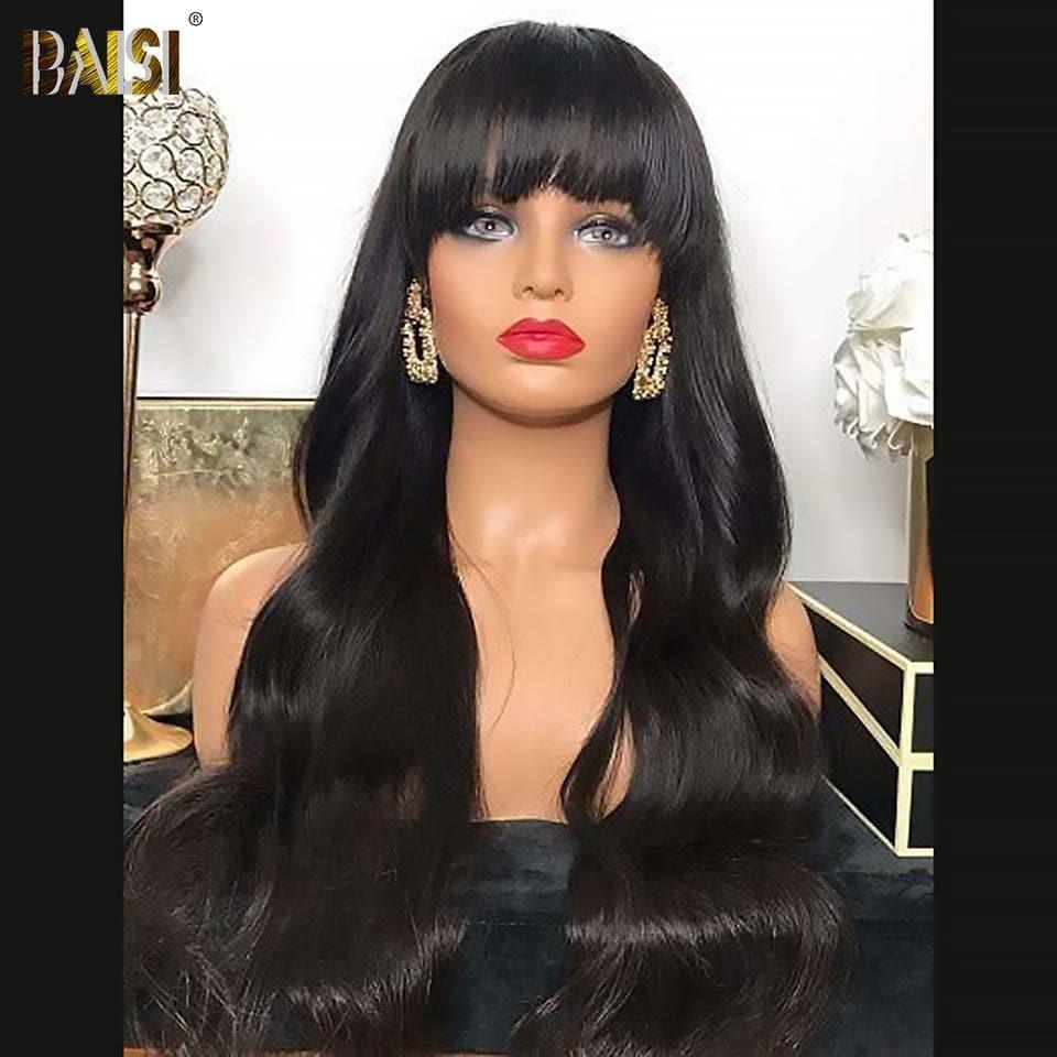 BAISI 4x4 closure perruque body wave avec frange en 100% cheveux humains en cheveux indians brésiliens de bonne qualité