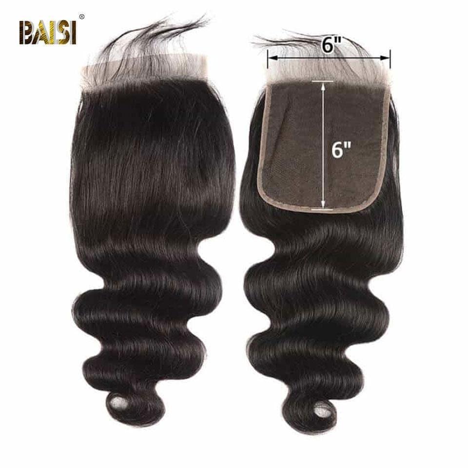 BAISI 10A Lace Closure Taille 6*6 En 100% Cheveux Vierges, Livraison Gratuite