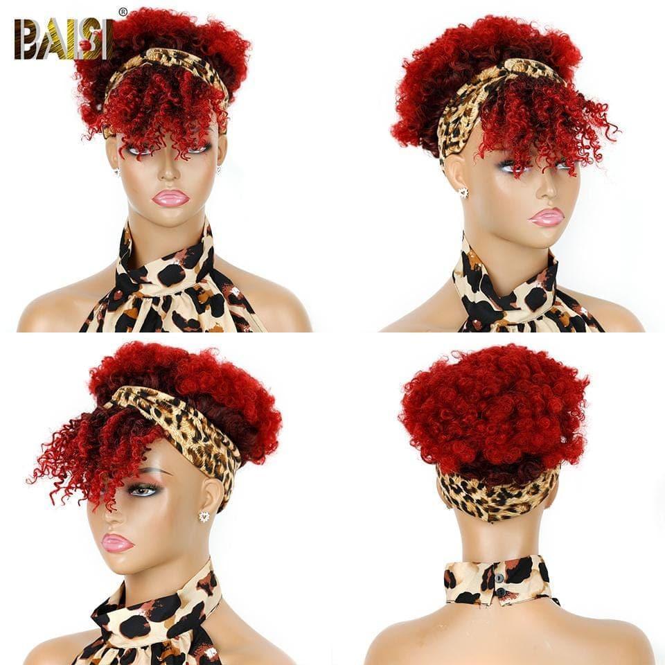 BAISI Perruque Bandeau Synthétique Kinky Curly En Couleur