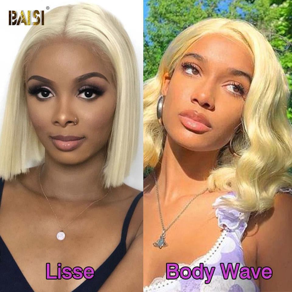 BAISI  #613 Couleur 4X4 Lace Closure Perruques Blonde 180% Densité Body Wave&Lisse