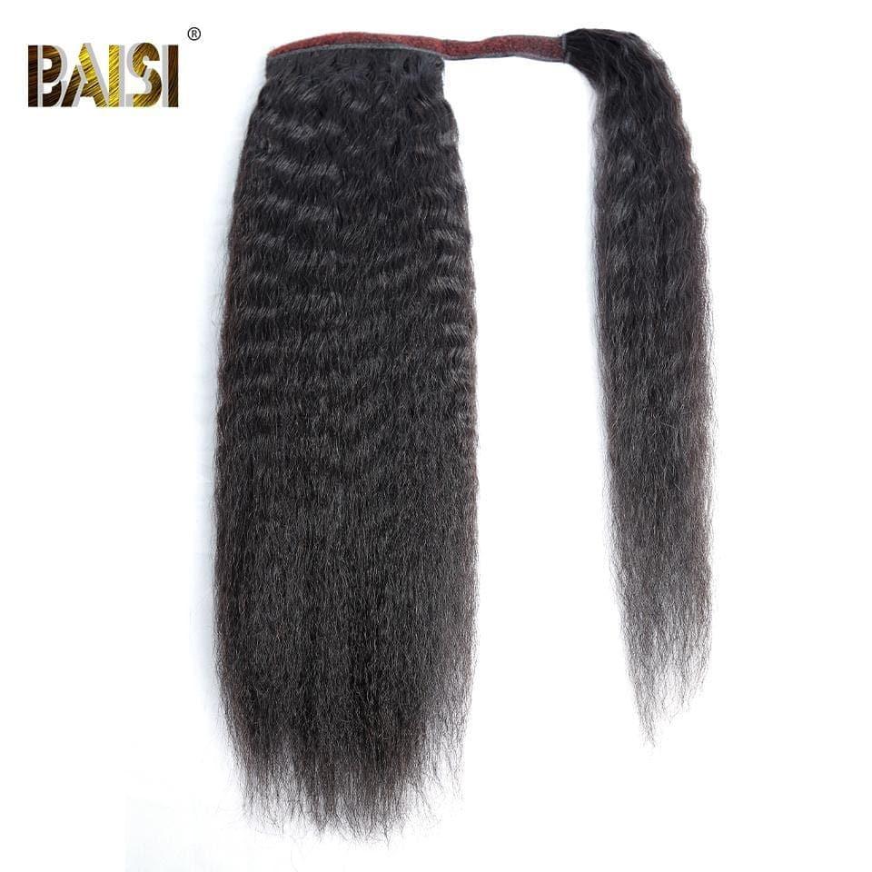 BAISI Queue De Cheval Kinky Straight En 100% Cheveux Naturels