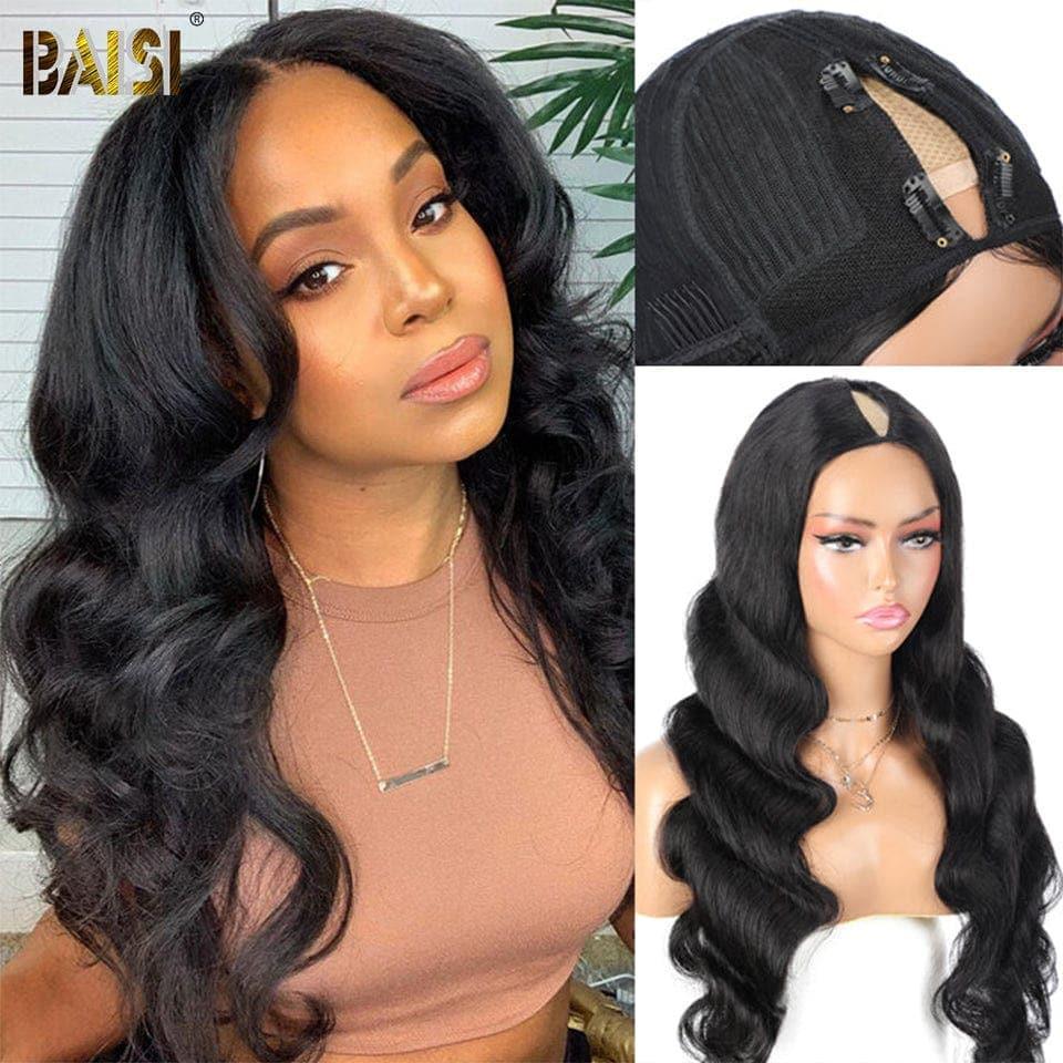 BAISI V Part Perruque Body Wave U part Body Wave en 100% Cheveux Humains Fabriqué à La Machine Sans Lace