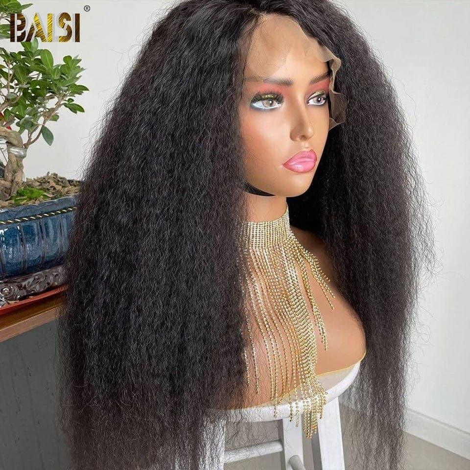 BAISI Achetez 2 perruques minimum au prix d'usine fournisseur 13x4 Lace Frontal Perruque Kinky Straight Sans Colle Lace déjà couper Facile à Porter en 100% Raw Hair