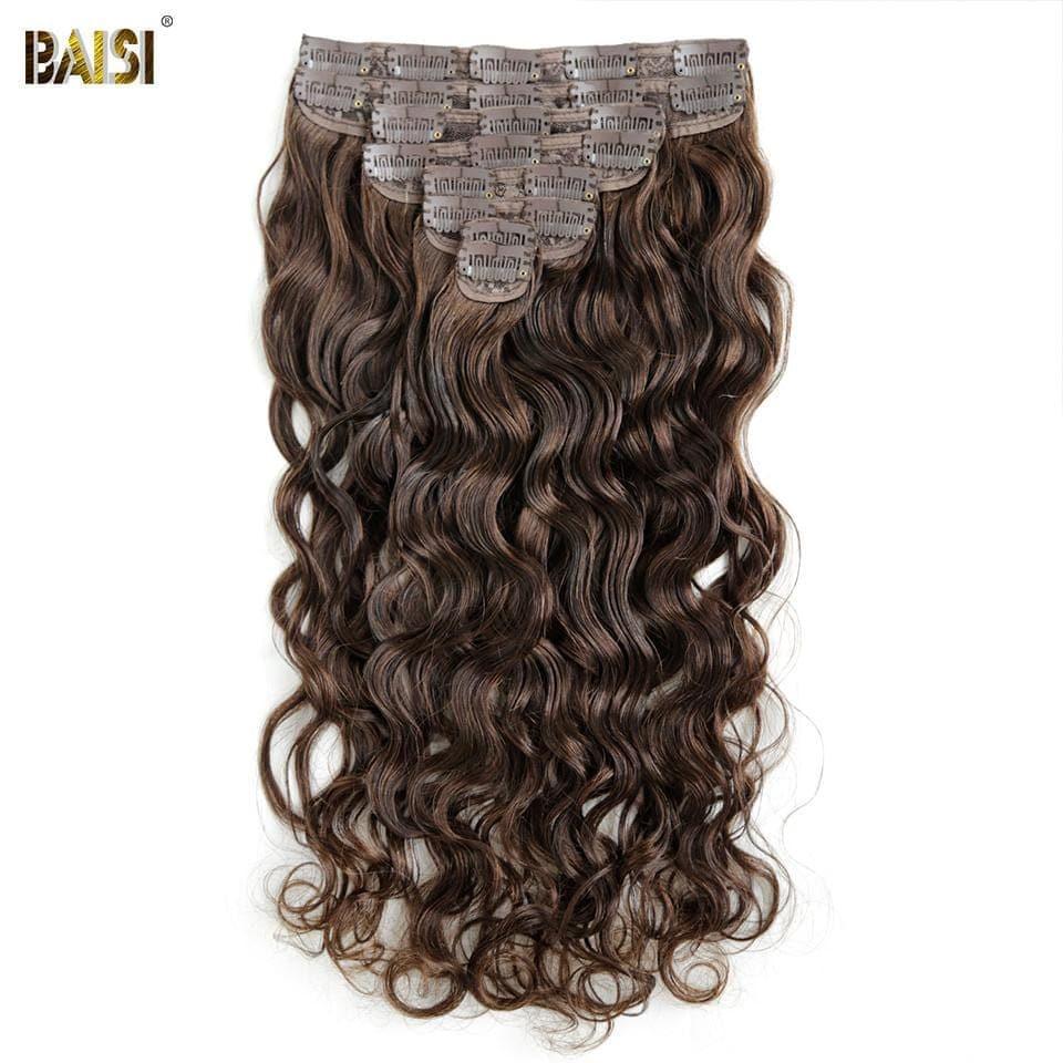 BAISI Extensions À Clips #4 Body Wave En 100% Cheveux Humains 8 Pièces et 120G Par Lot