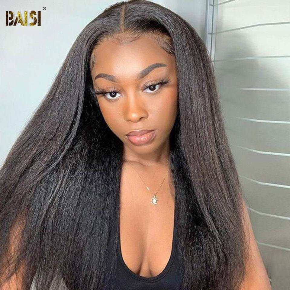BAISI 12A 13x4 Frontal Lace Perruque Frisée Kinky Straight En 100% Cheveux Humains
