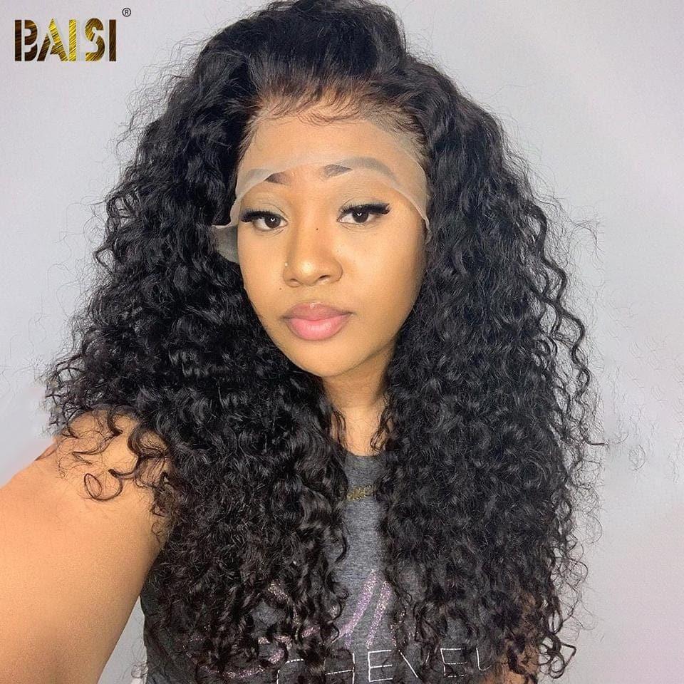 BAISI Bouclé Deep Wave 13x4 Densité 250% avec frontale Perruque de luxe haute de gamme plus de 10 ans d' utilisation