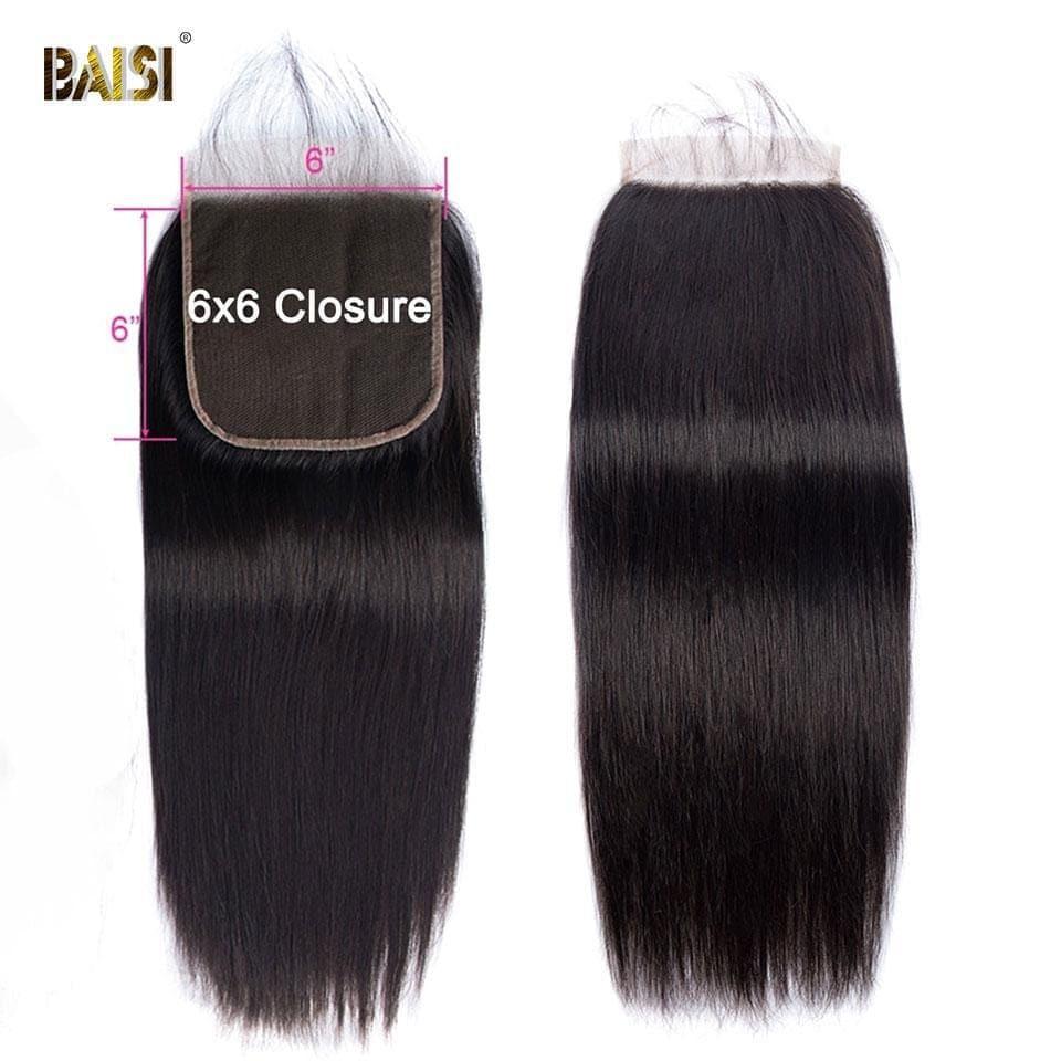 BAISI 10A Lace Closure Taille 6*6 En 100% Cheveux Vierges, Livraison Gratuite