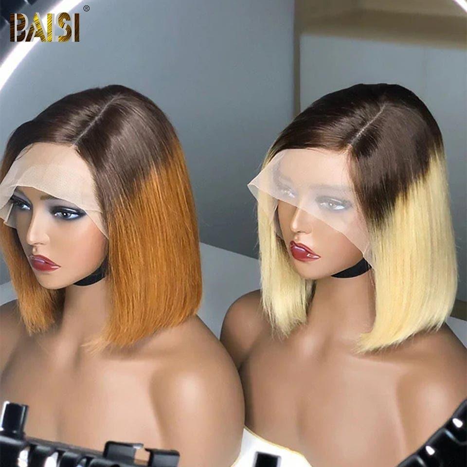 BAISI HAIR FR peruca bob castanha e loira em promoção, 100% cabelo humano verdadeiro