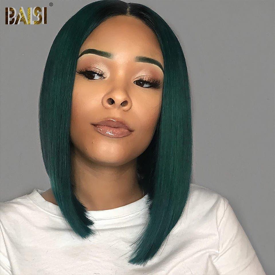 BAISI 13x4 lace frontal 10 Pouce Marron 79€ ou Perruque lisse 1B Vert En 100% Cheveux Humains