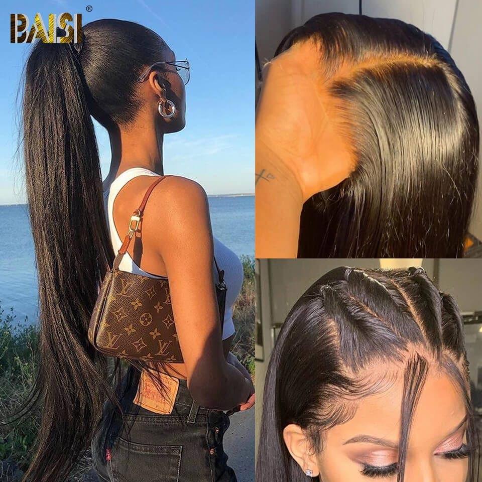 BAISI Bouclé Lisse 13x4 Densité 250% avec frontale Perruque de luxe haute de gamme plus de 10 ans d' utilisation  Full Lace Perruques