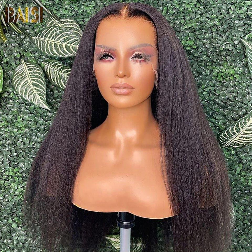 BAISI Achetez 2 perruques minimum au prix d'usine fournisseur 13x4 Lace Frontal Perruque Kinky Straight Sans Colle Lace déjà couper Facile à Porter en 100% Raw Hair