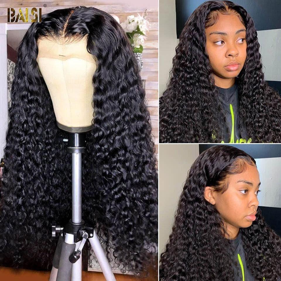 BAISI Bouclé Deep Wave 13x4 Vietnam Hair 250% densité  avec frontale Perruque de luxe haute de gamme plus de 20 ans d' utilisations
