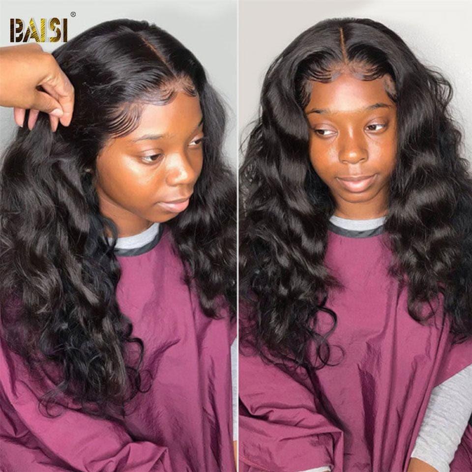 BAISI 12A 13x4 Frontal Lace Perruque Bouclée Natural Wave En 100% Cheveux Humains