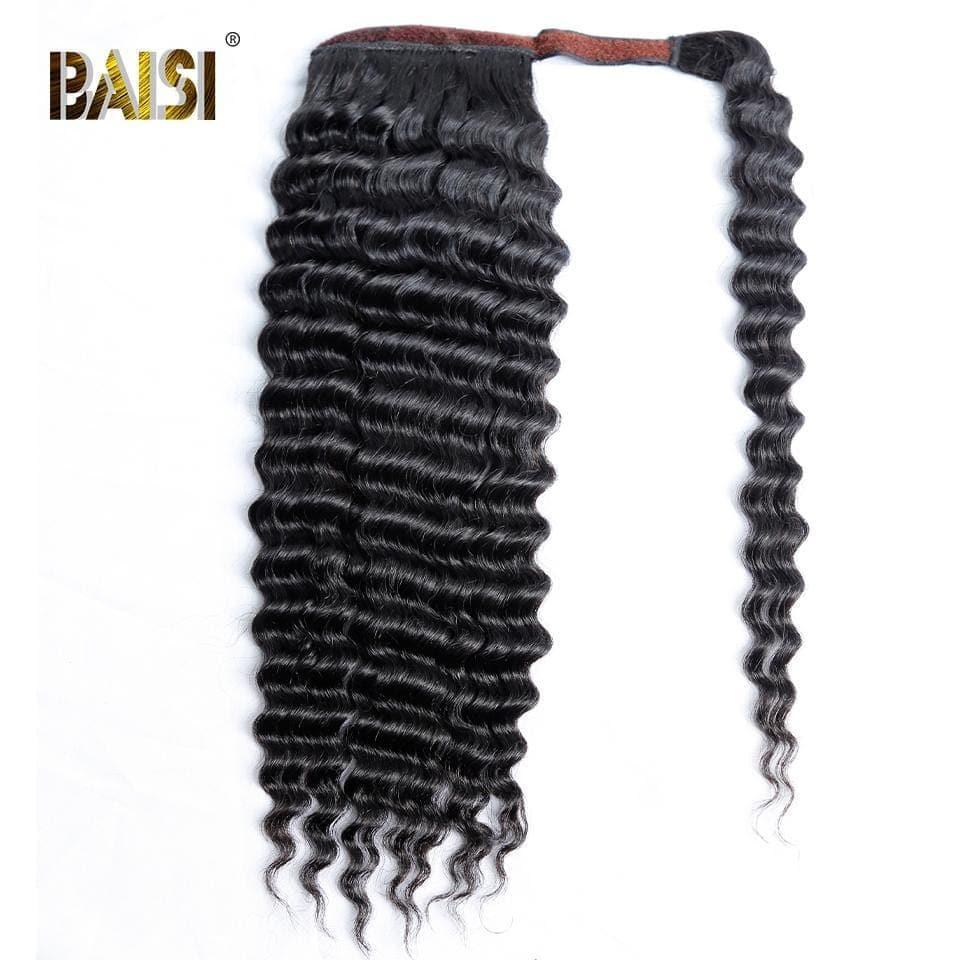 BAISI Queue De Cheval Curly En 100% Cheveux Naturels