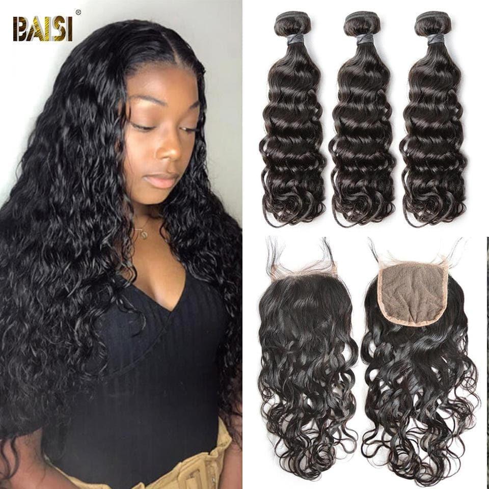 BAISI 10A Tissage Avec Closure/Frontal En Grand Solde Water Wave