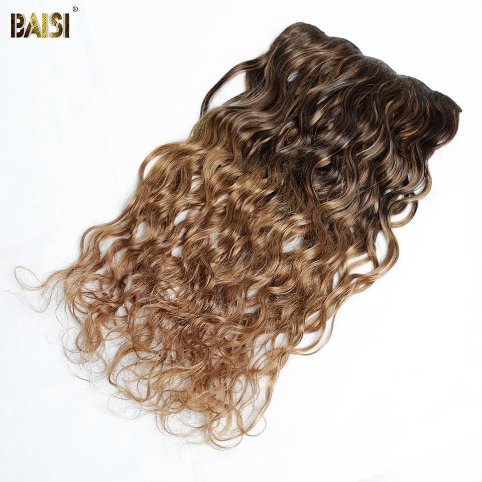 BAISI Extensions À Clips F#4-T#30-#30 Body Wave En 100% Cheveux Humains 8 Pièces et 120G Par Lot