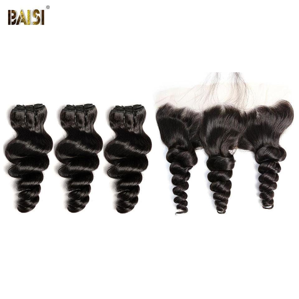 BAISI 10A Tissage Avec Closure/Frontal En Grand Solde Loose Wave