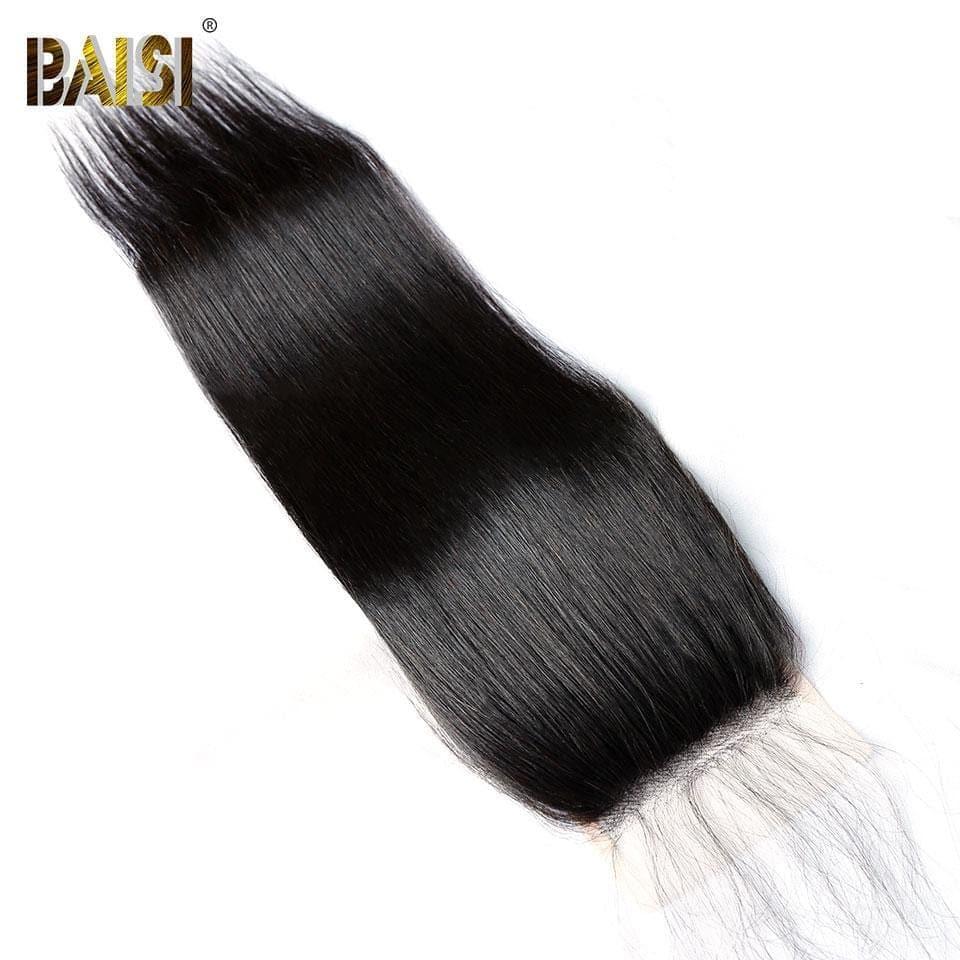 BAISI 4x4 Lace Closure Lisse Avec Les Petits Noeuds Blanchits