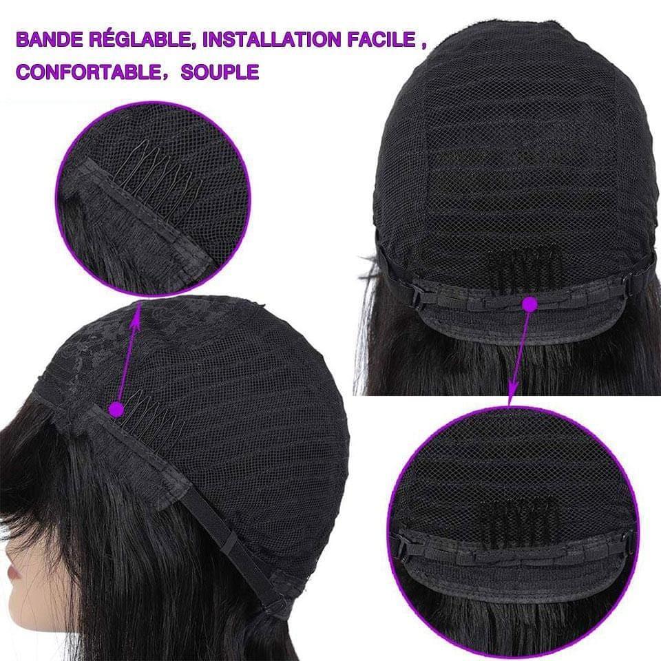 BAISI Achetez 2 perruques minimum au prix d'usine fournisseur en France TVA 0€ 48H arrivé COUPE CHINOISE SANS LACE PERRUQUE BOB LISSE AVEC FRANGE (Pas Besoin de Code)