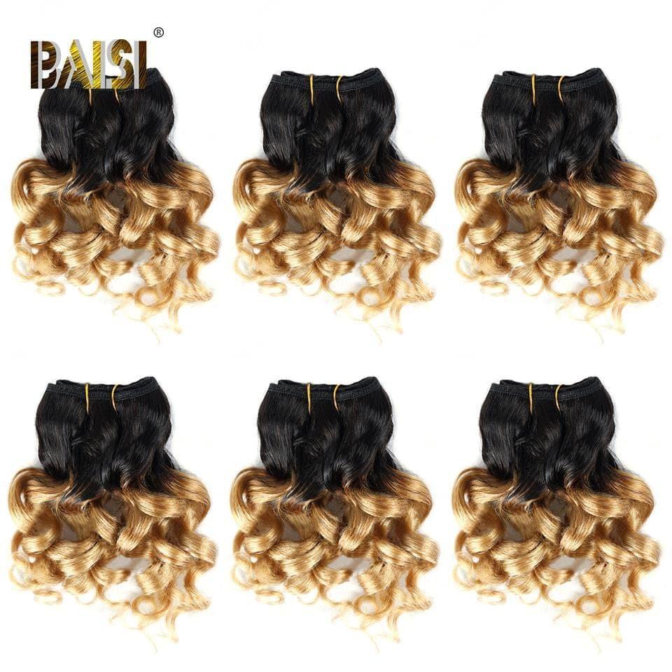 BAISI 8A Tissage Brésilien Cheveux Vierges Bouclé Noir 1B#30  1B#27 Water Wave 8-12 pouces