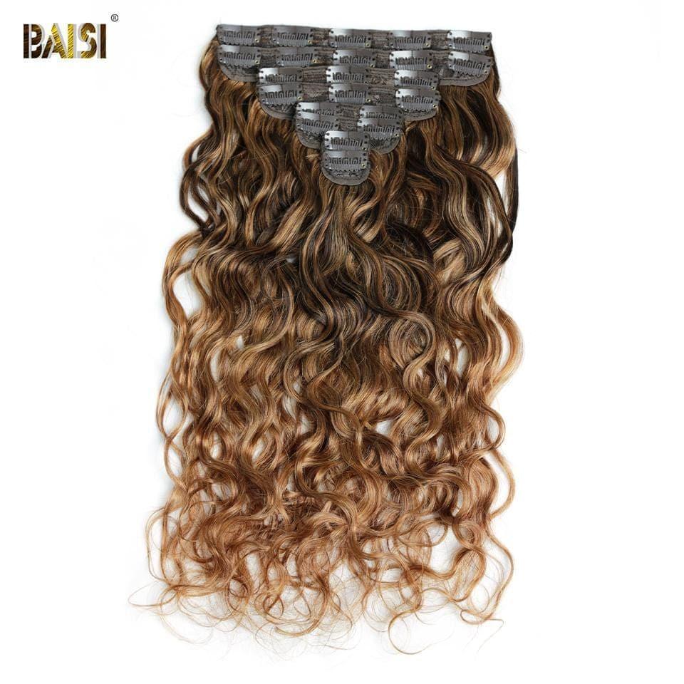 BAISI Extensions À Clips F#4-T#30-#30 Body Wave En 100% Cheveux Humains 8 Pièces et 120G Par Lot