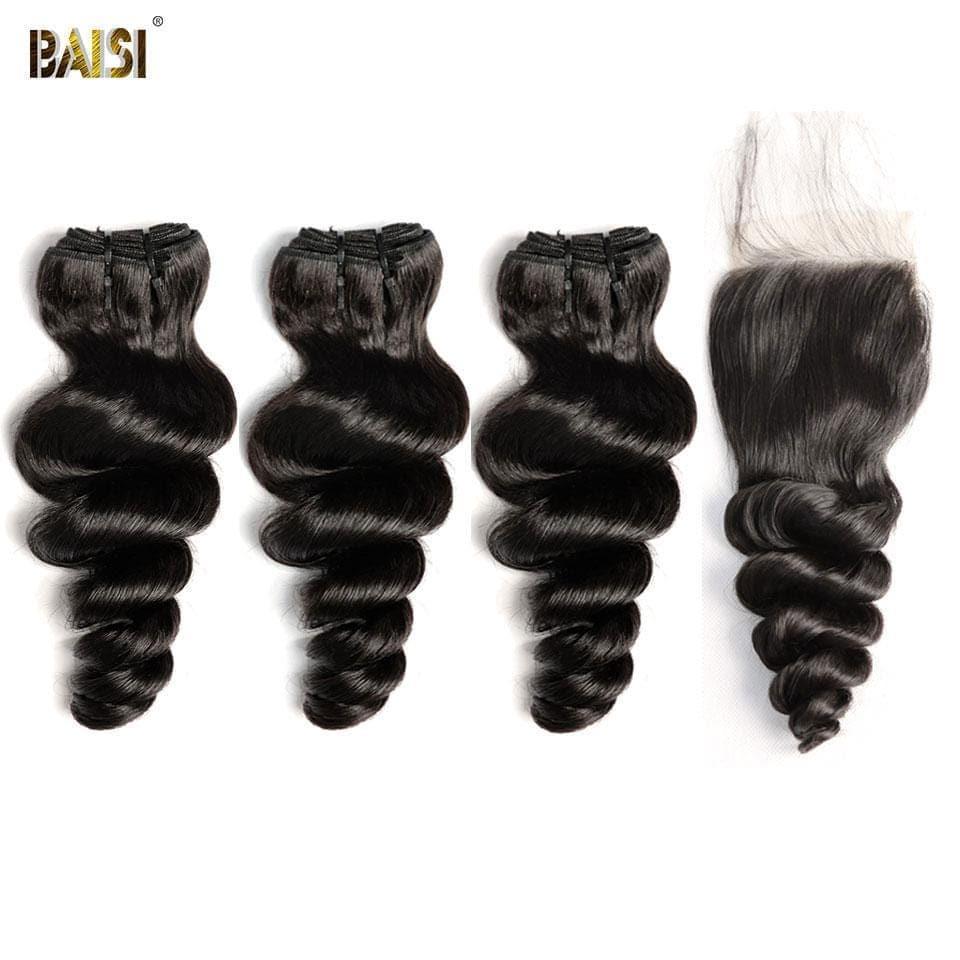 BAISI 10A Tissage Avec Closure/Frontal En Grand Solde Loose Wave