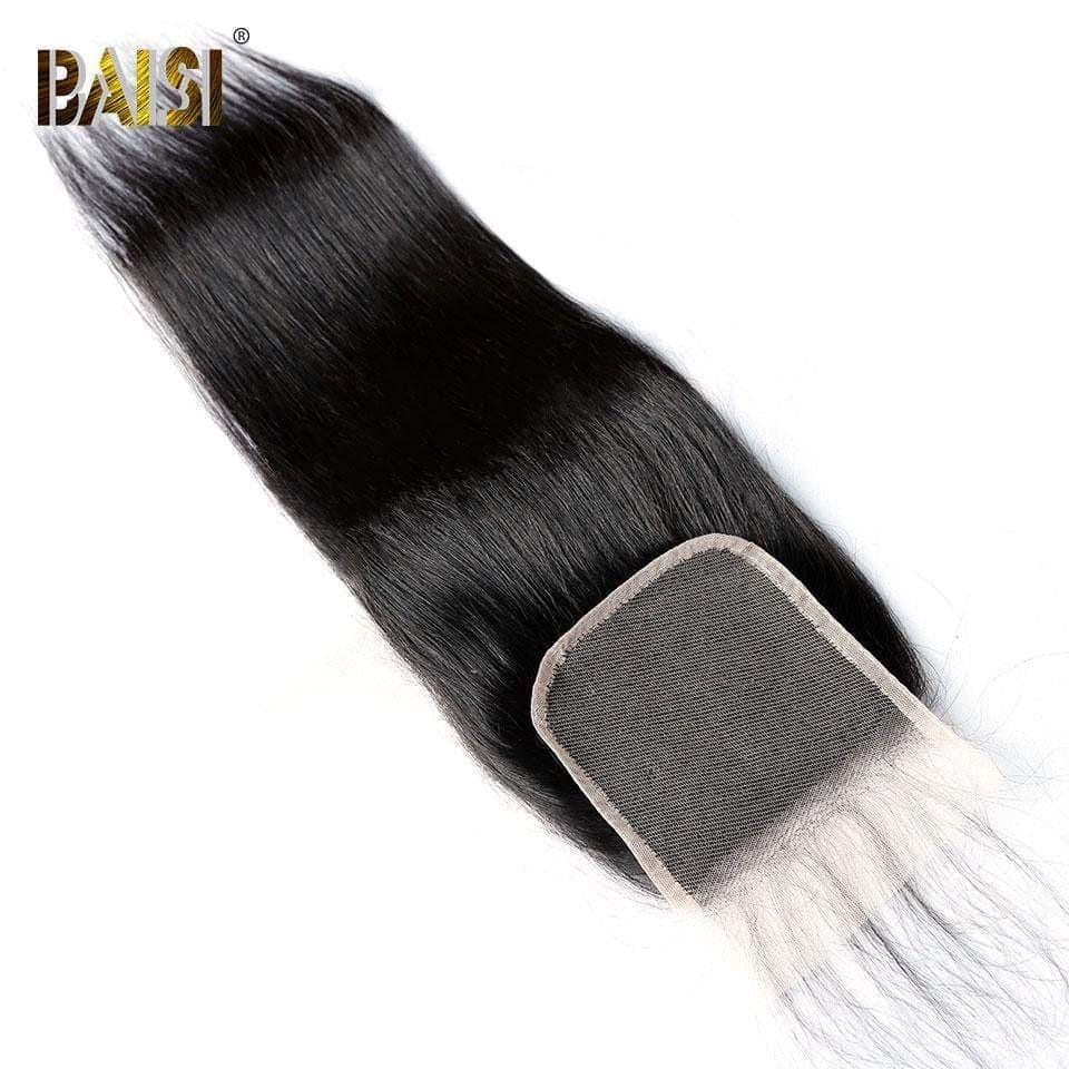 BAISI 4x4 Lace Closure Lisse Avec Les Petits Noeuds Blanchits