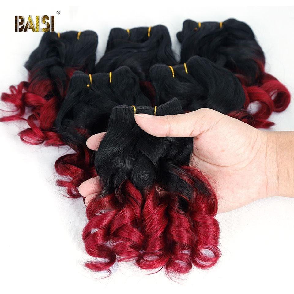 BAISI 8A Tissage Brésilien Cheveux Vierges Bouclé Noir 1B#30  1B#27 Water Wave 8-12 pouces
