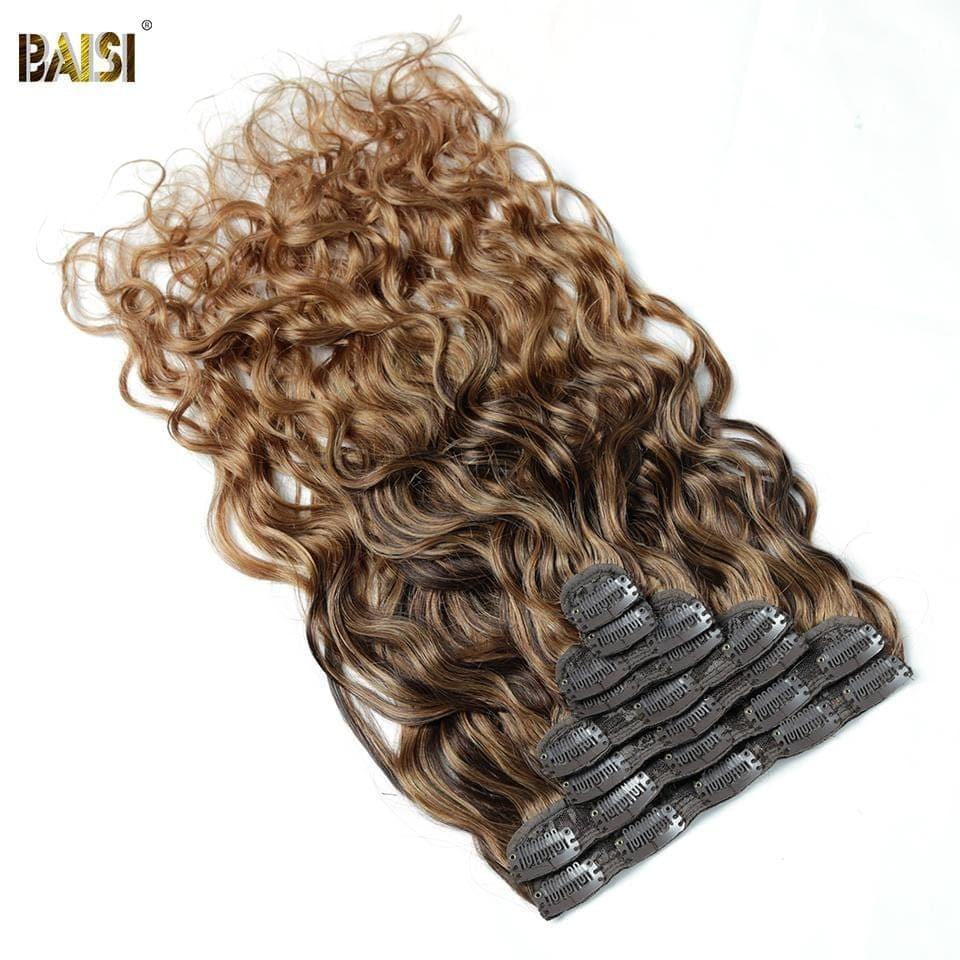 BAISI Extensions À Clips F#4-T#30-#30 Body Wave En 100% Cheveux Humains 8 Pièces et 120G Par Lot