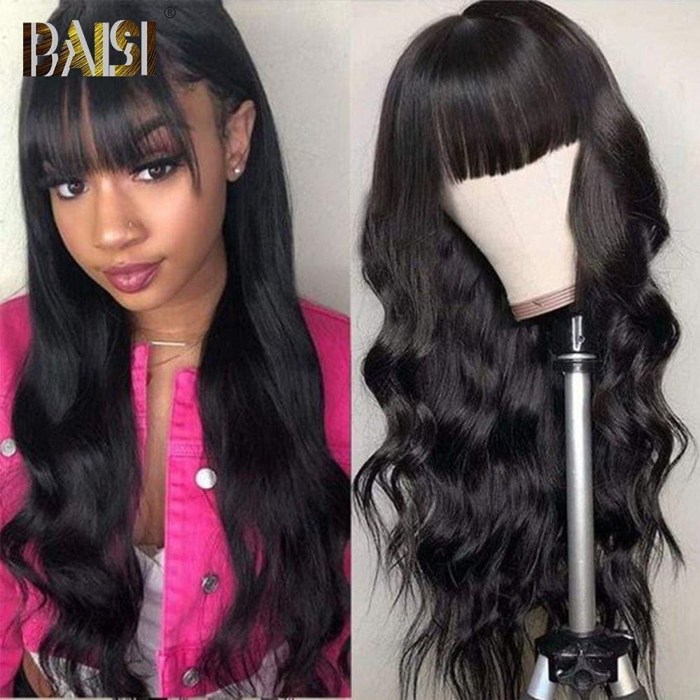 BAISI 4x4 closure perruque body wave avec frange en 100% cheveux humains en cheveux indians brésiliens de bonne qualité