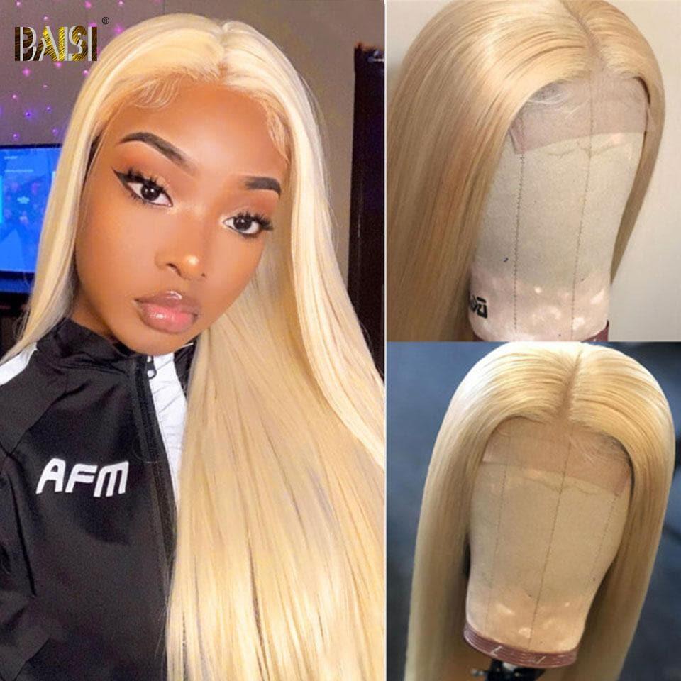 BAISI 4*4 #613 & Preto Natural Peruca Lace Closure em 100% cabelo humano 200% densidade