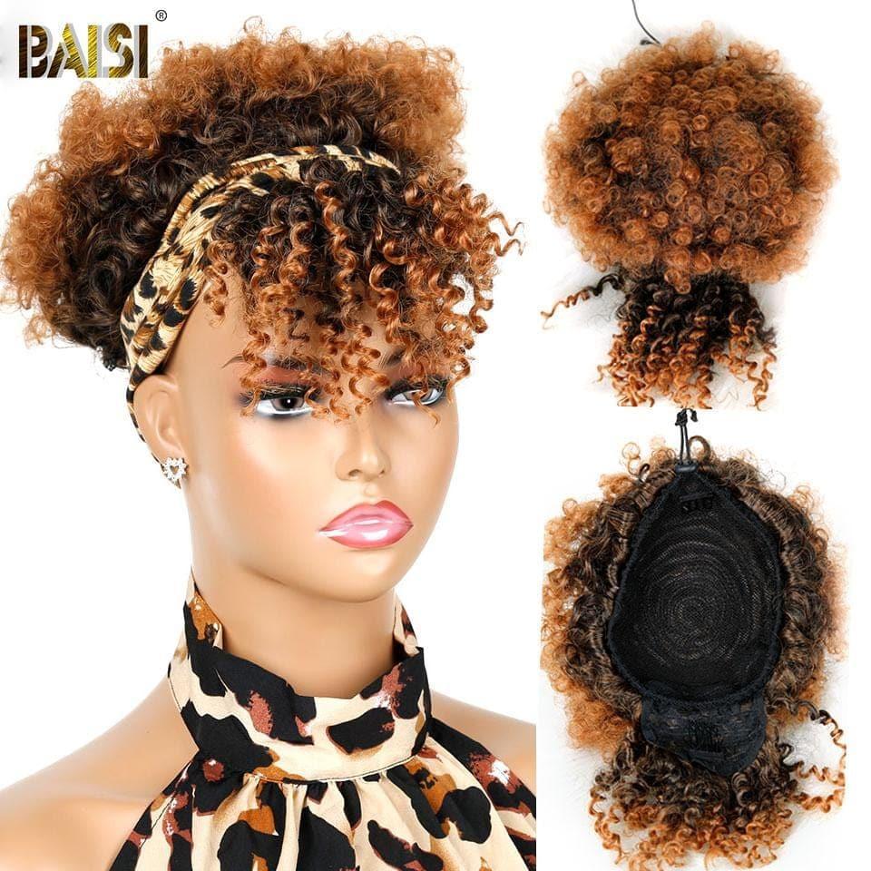 BAISI Perruque Bandeau Synthétique Kinky Curly En Couleur