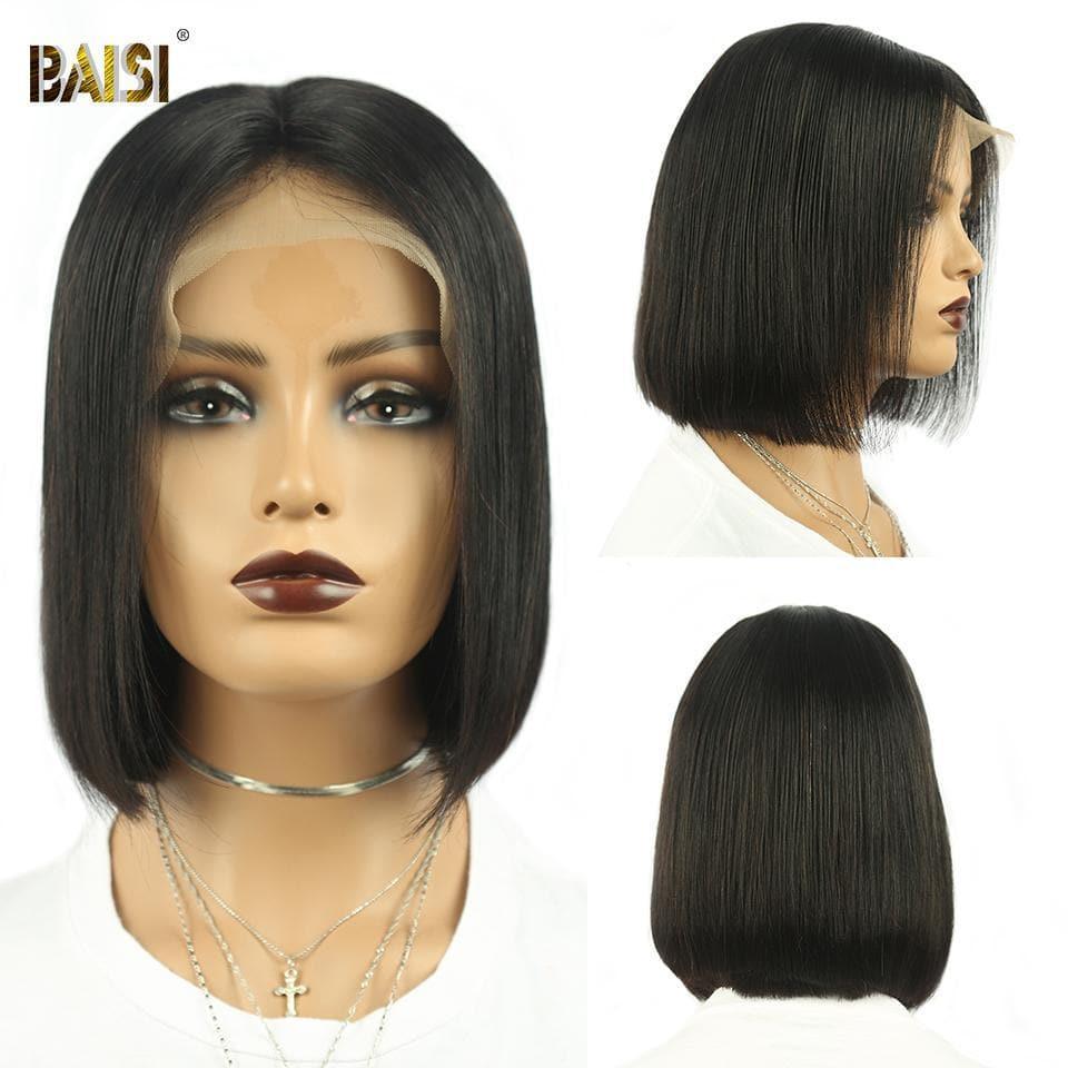 BAISI 13X4 Lace Frontal Bob Perruque coupe Carrée couleur 100% Cheveux Humains