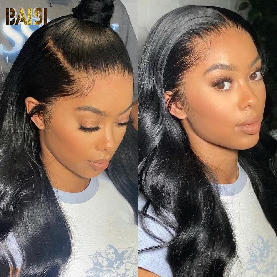 BAISI HD Lace Frontal Perruque Body Wave en Cheveux Humains Avec Les Baby Hair Trop Naturelle