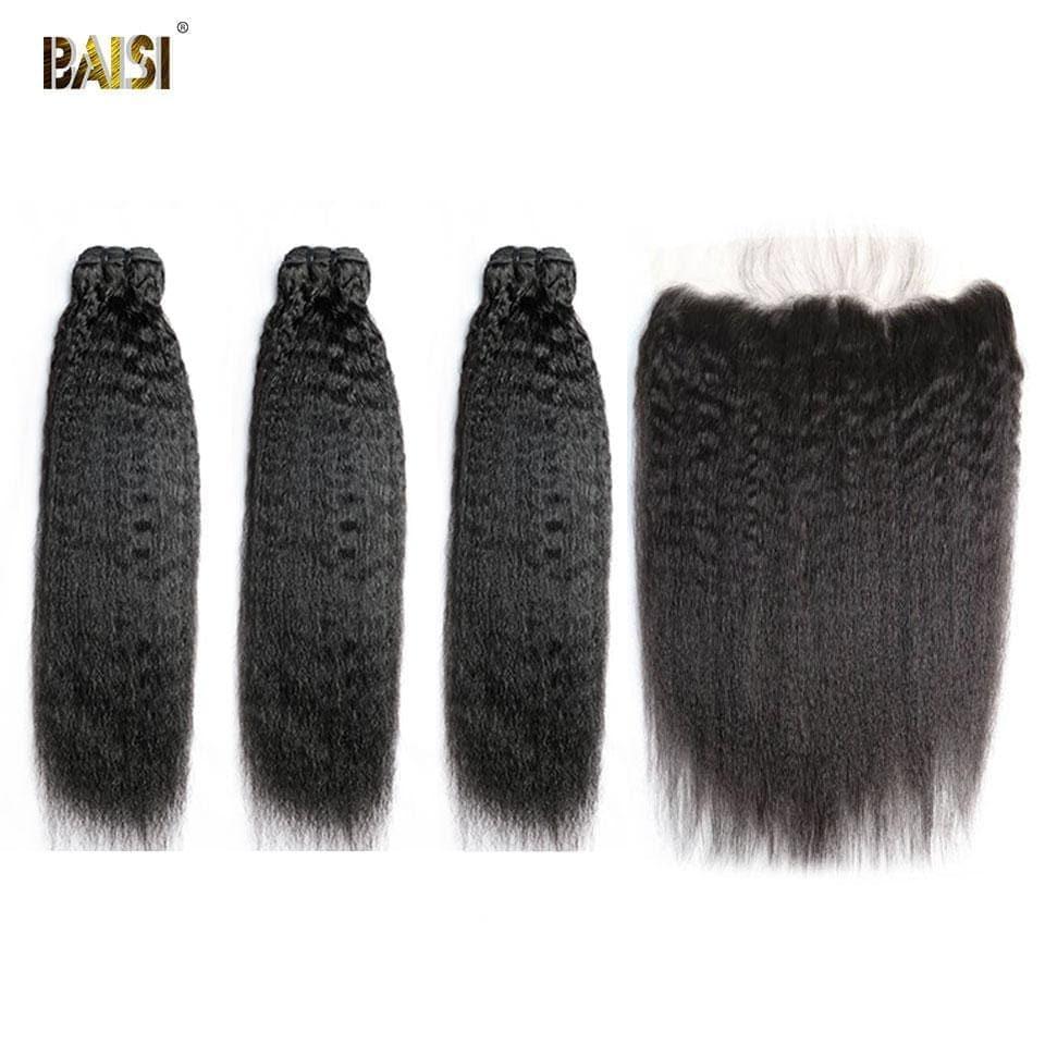 BAISI 10A Tissage Avec Closure/Frontal En Grand Solde Kinky Straight