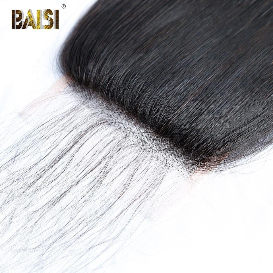 BAISI 4x4 Lace Closure Lisse Avec Les Petits Noeuds Blanchits