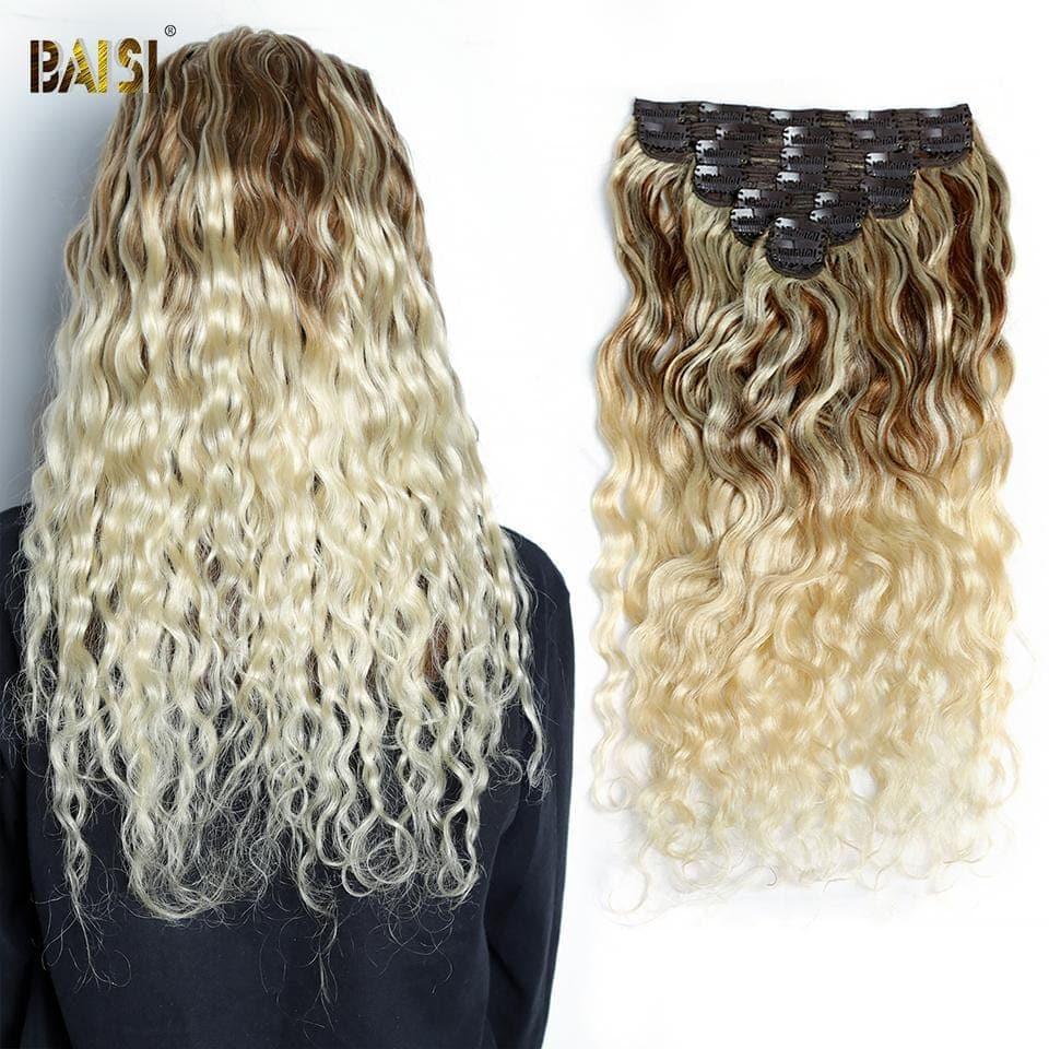 BAISI Extensions À Clips F-T#6-#613 Body Wave En 100% Cheveux Humains 8 Pièces et 120G Par Lot