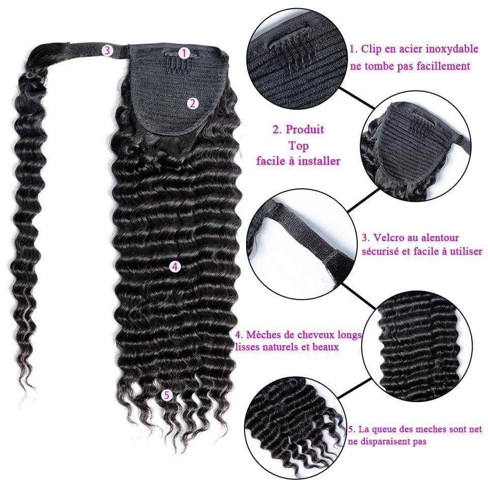 BAISI Queue De Cheval Curly En 100% Cheveux Naturels
