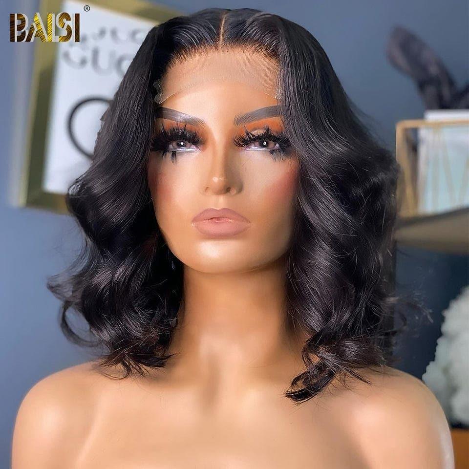 BAISI Achetez 2 perruques minimum au prix d'usine fournisseur 4x4 closure perruque bob Coupe carrée en 100% cheveux humains Body wave (Pas Besoin de Code)