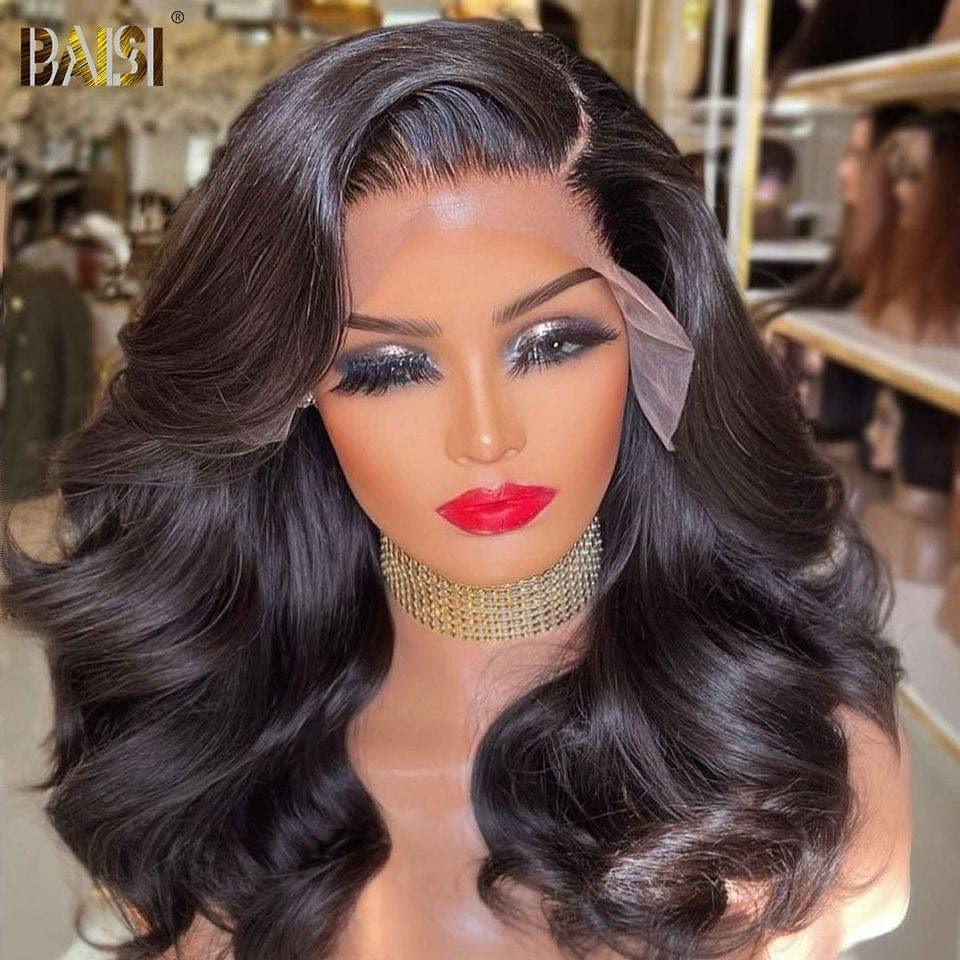 BAISI Achetez 2 perruques minimum au prix d'usine fournisseur 13x4 Lace Frontal Perruque Body Wave Sans Colle Lace déjà couper Facile à Porter En 100% Cheveux Humains (Pas Besoins De Code)