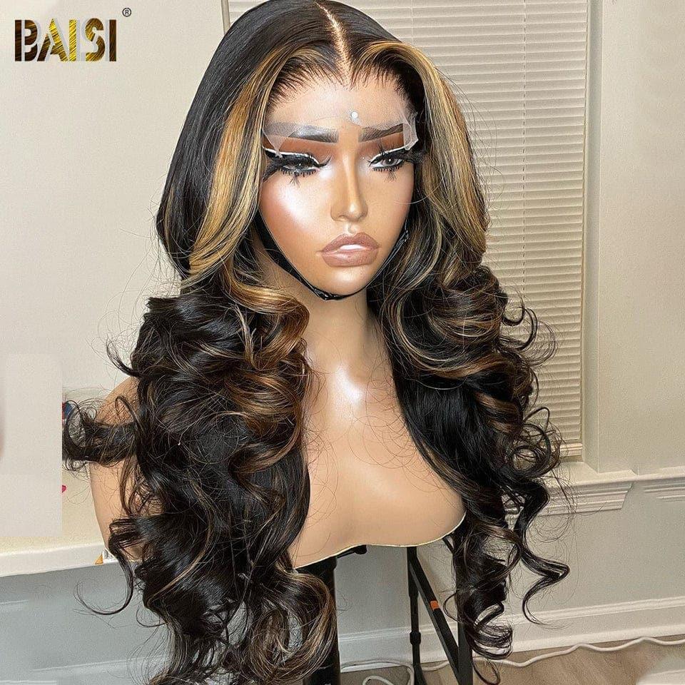 BAISI 13x4 Frontal Perruque Body Wave Mixte  Longue En Couleur 1B#30 En 100% Cheveux Humains